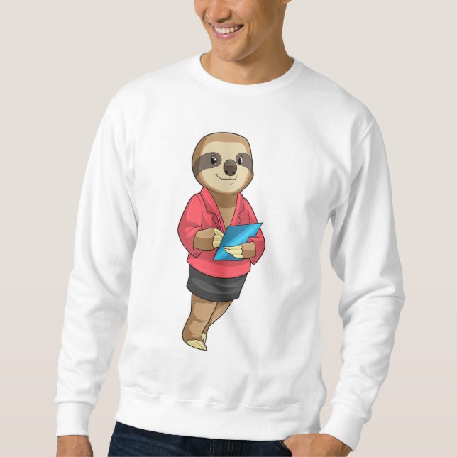 Sloth as Secretary with Notepad Sweatshirt (Front)