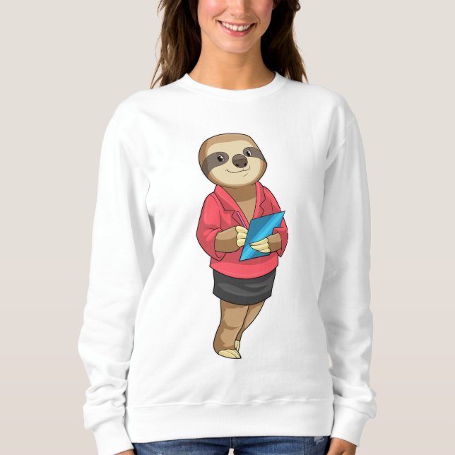 Sloth as Secretary with Notepad Sweatshirt (Front)
