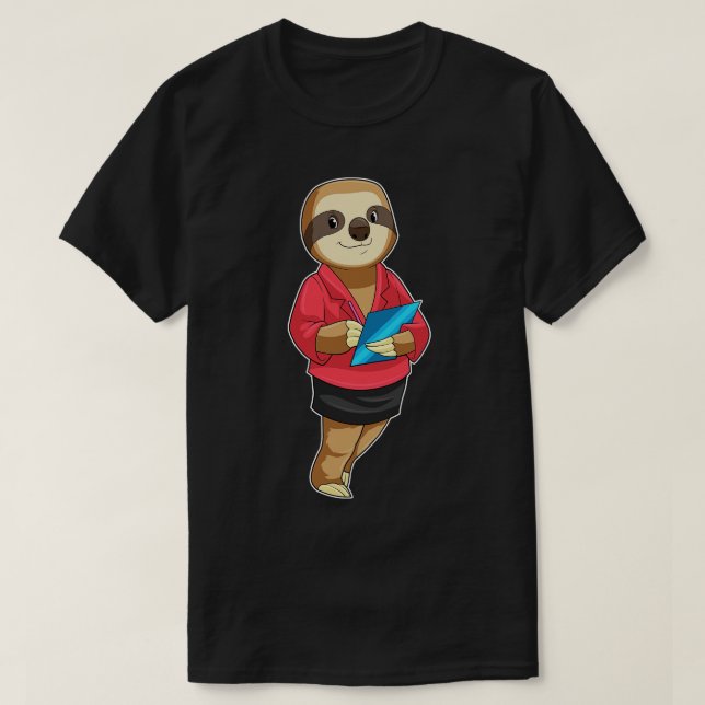 Sloth as Secretary with Notepad T-Shirt (Design Front)