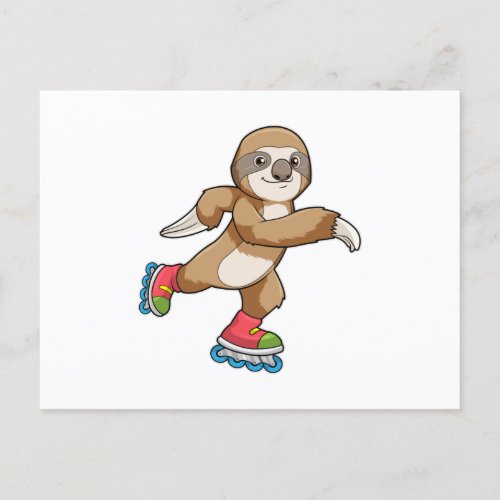 Sloth as Skater with Inline skates Postcard