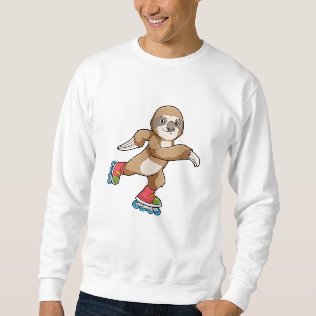 Sloth as Skater with Inline skates Sweatshirt (Front)