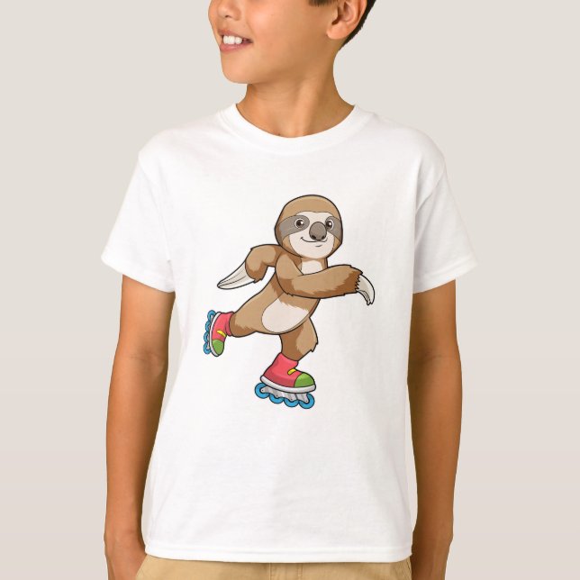 Sloth as Skater with Inline skates T-Shirt (Front)