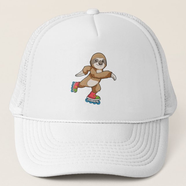 Sloth as Skater with Inline skates Trucker Hat (Front)