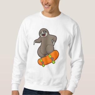 Sloth as Skater with Skateboard Sweatshirt