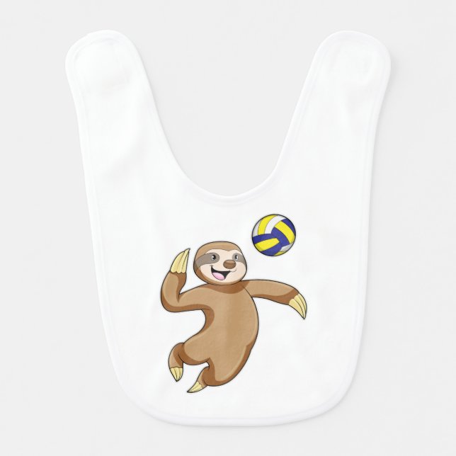 Sloth as Volleyball player with Volleyball Baby Bib (Front)