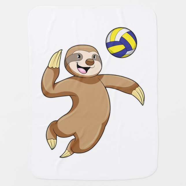 Sloth as Volleyball player with Volleyball Baby Blanket (Front)