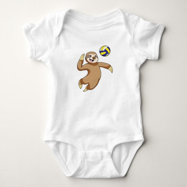 Sloth as Volleyball player with Volleyball Baby Bodysuit (Front)