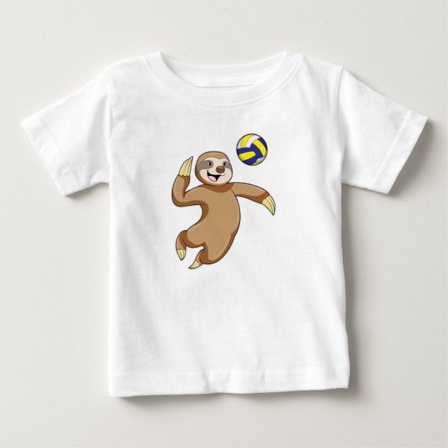 Sloth as Volleyball player with Volleyball Baby T-Shirt (Front)