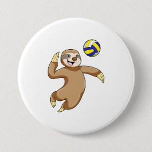 Sloth as Volleyball player with Volleyball Button