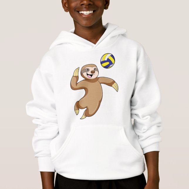 Sloth as Volleyball player with Volleyball Hoodie (Front)