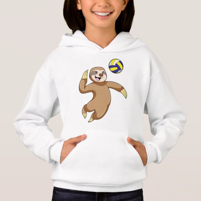 Sloth as Volleyball player with Volleyball Hoodie (Front)