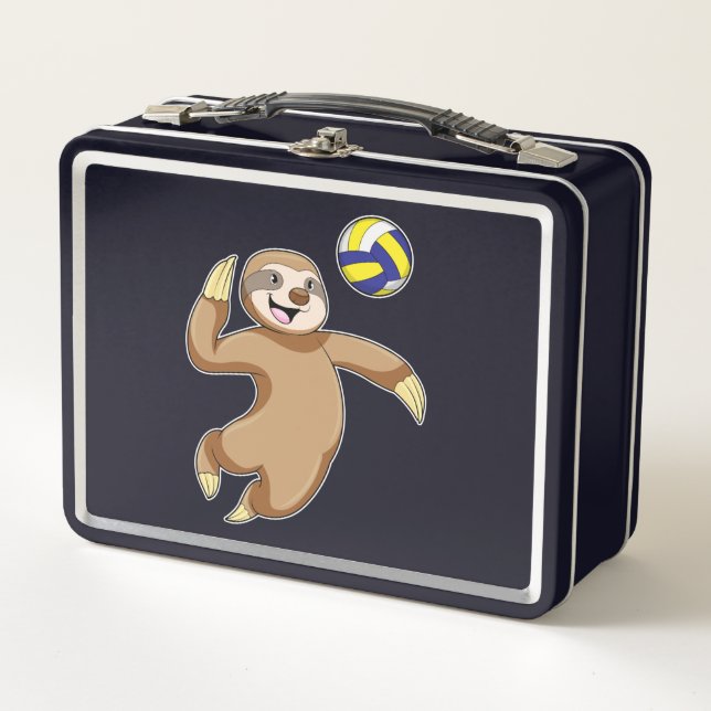 Sloth as Volleyball player with Volleyball Metal Lunch Box (Front)