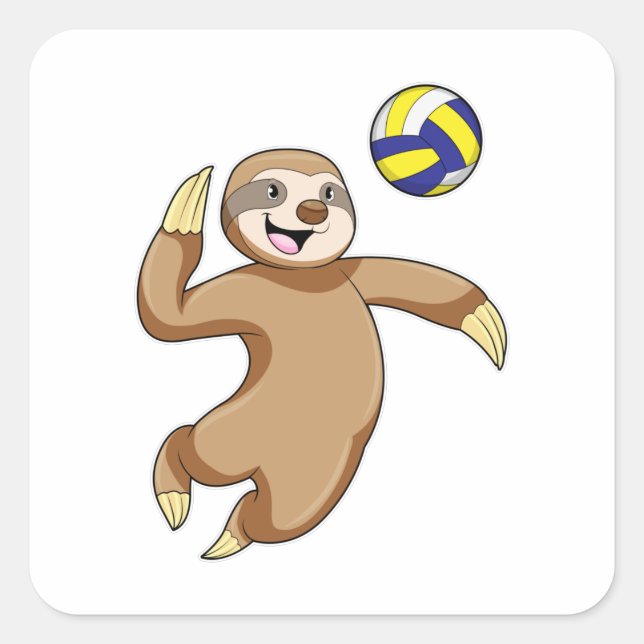 Sloth as Volleyball player with Volleyball Square Sticker (Front)