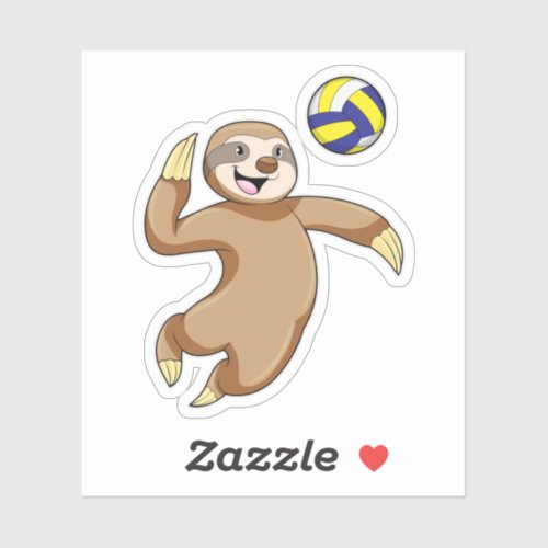 Sloth as Volleyball player with Volleyball Sticker