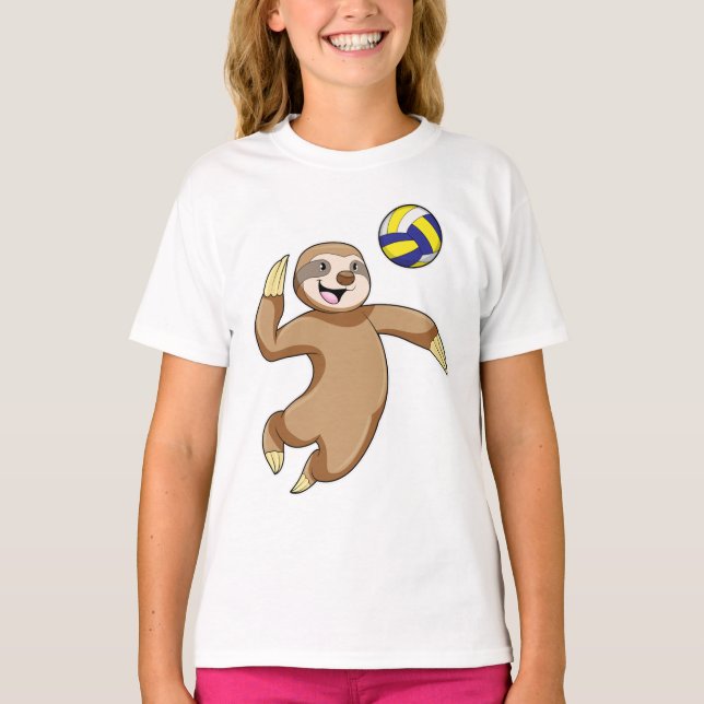 Sloth as Volleyball player with Volleyball T-Shirt (Front)