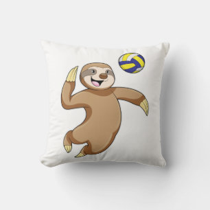 Sloth as Volleyball player with Volleyball Throw Pillow