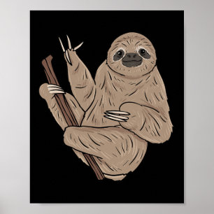 Sloth Asl Hand Gesture Deaf Hearing Loss Awareness Poster