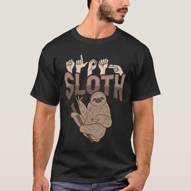 Sloth Asl Hand Gesture Deaf Hearing Loss Awareness T-Shirt (Front)