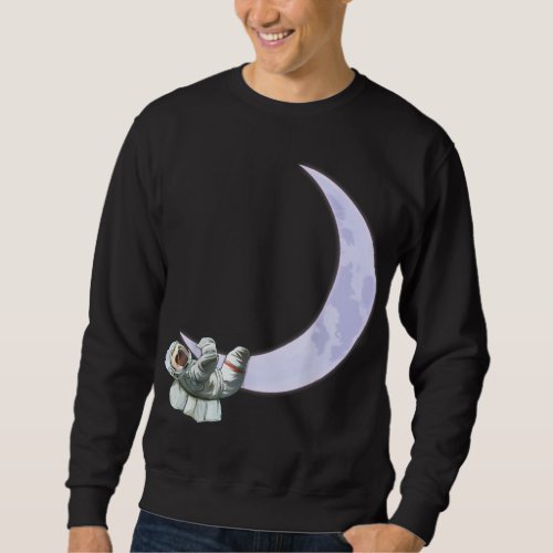 Sloth Astronaut Moon Hanging Cool Space Astronomy Sweatshirt