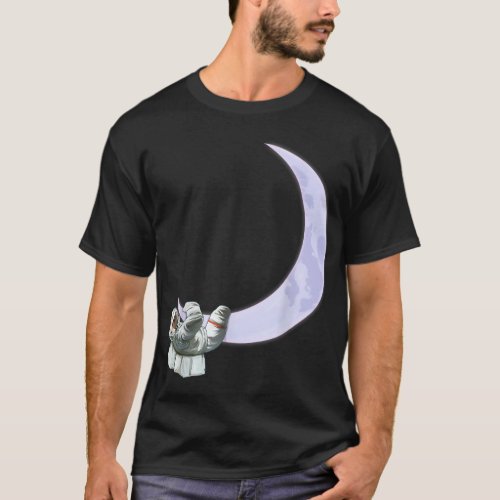 Sloth Astronaut Moon Hanging Cool Space Astronomy T_Shirt