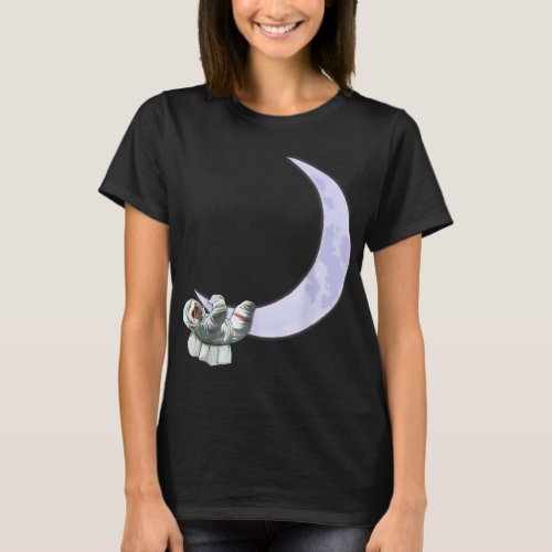 Sloth Astronaut Moon Hanging Cool Space Astronomy T_Shirt