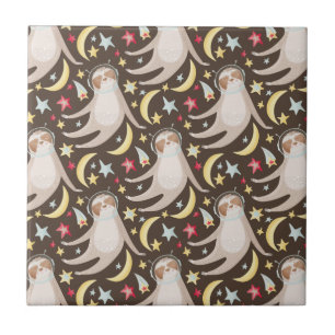 Sloth Astronaut Pattern Ceramic Tile