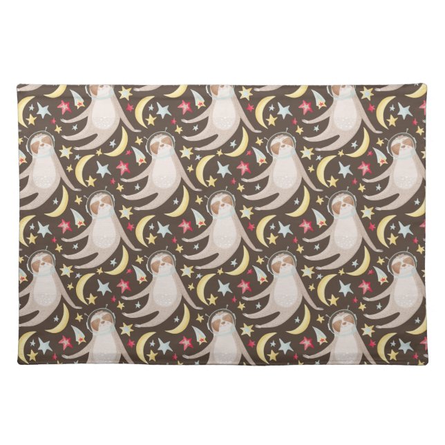 Sloth Astronaut Pattern Cloth Placemat (Front)