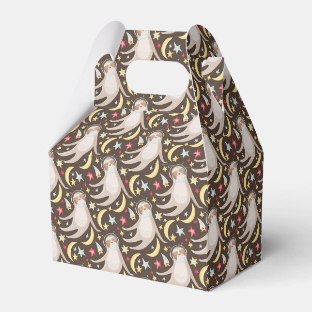 Sloth Astronaut Pattern Favor Boxes (Front Side)