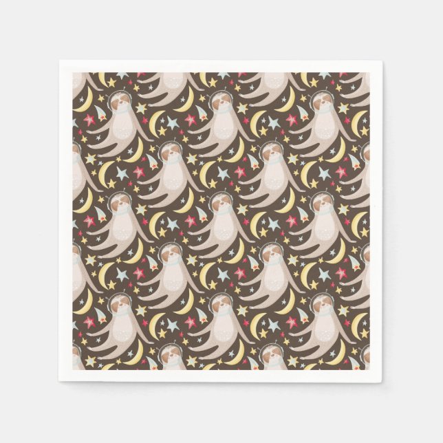 Sloth Astronaut Pattern Napkins (Front)