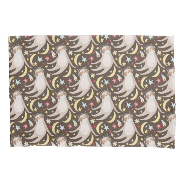 Sloth Astronaut Pattern Pillow Case (Front-Left)