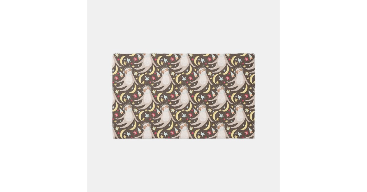 Sloth Astronaut Pattern Rug | Zazzle