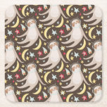 Sloth Astronaut Pattern Square Paper Coaster