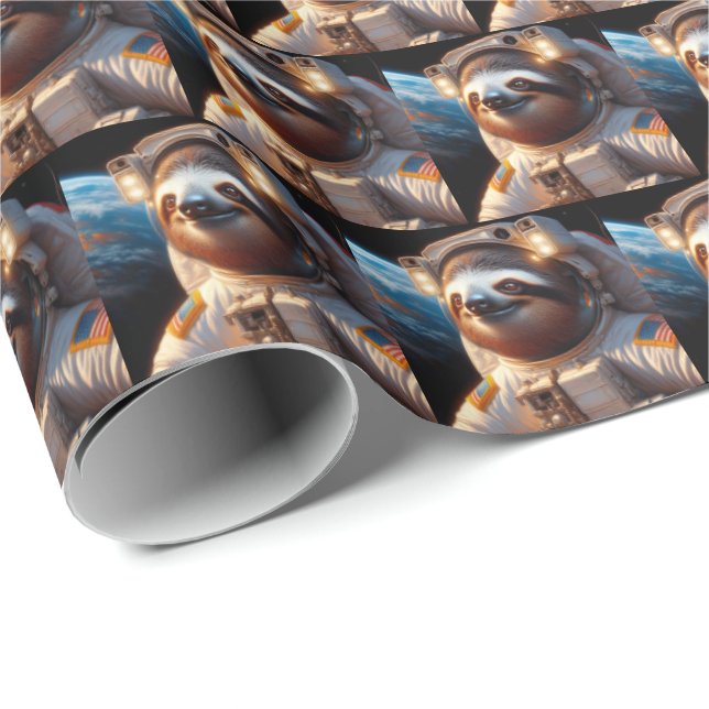 Sloth Astronaut Wrapping Paper (Roll Corner)