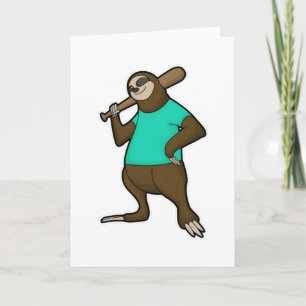 Sloth at Baseball with Baseball bat Card