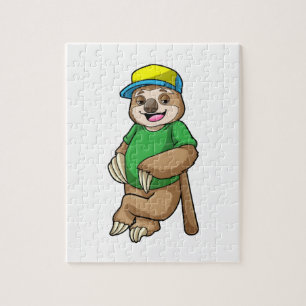Sloth at Baseball with Baseball bat Jigsaw Puzzle