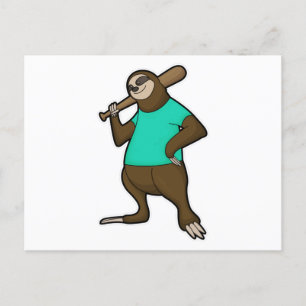 Sloth at Baseball with Baseball bat Postcard