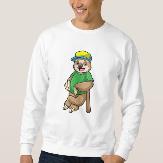 Sloth at Baseball with Baseball bat Sweatshirt (Front)