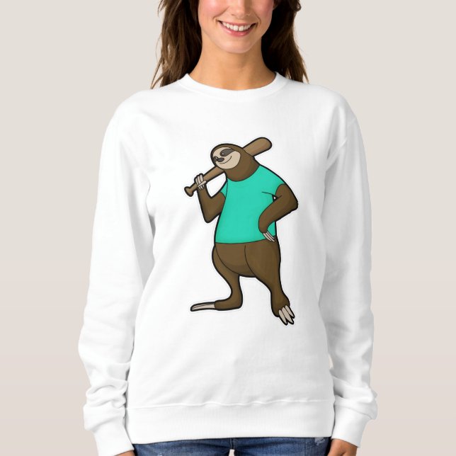 Sloth at Baseball with Baseball bat Sweatshirt (Front)