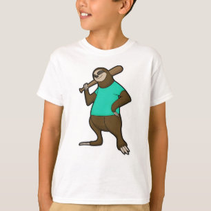Sloth at Baseball with Baseball bat T-Shirt