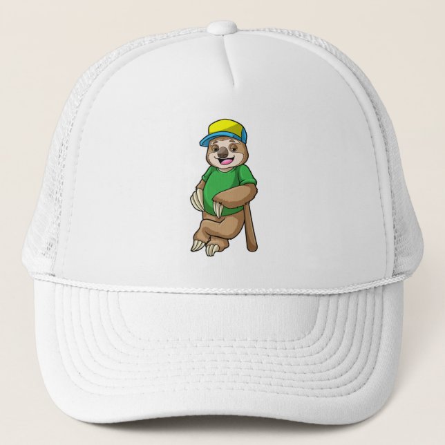 Sloth at Baseball with Baseball bat Trucker Hat (Front)