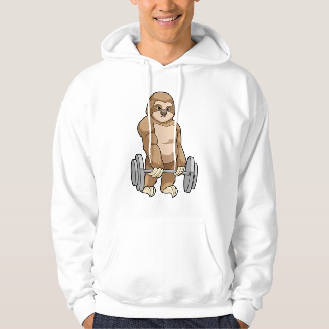 Sloth at Bodybuilding with Barbell Hoodie (Front)