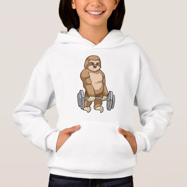Sloth at Bodybuilding with Barbell Hoodie (Front)