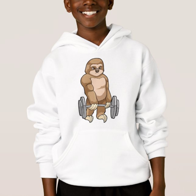 Sloth at Bodybuilding with Barbell Hoodie (Front)