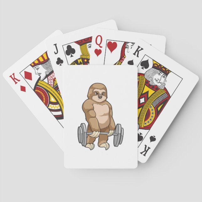 Sloth at Bodybuilding with Barbell Poker Cards (Back)