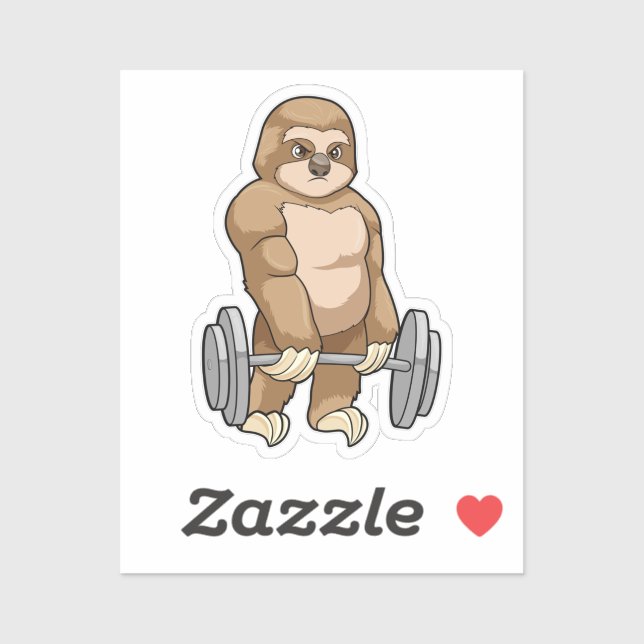 Sloth at Bodybuilding with Barbell Sticker (Sheet)