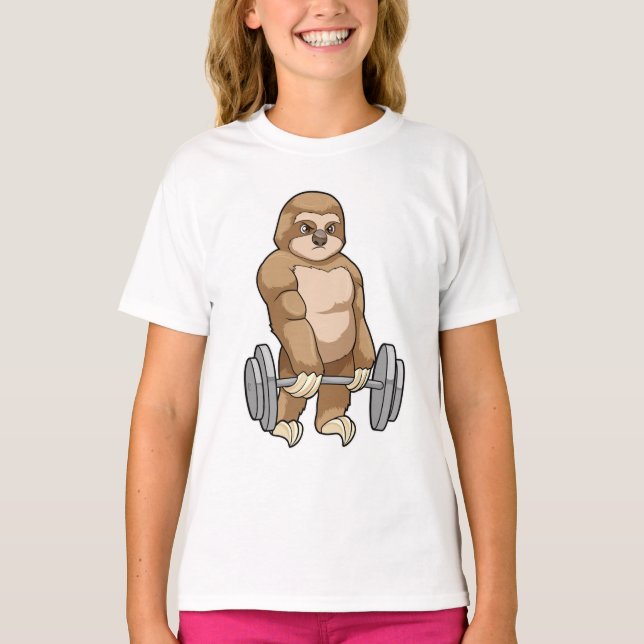 Sloth at Bodybuilding with Barbell T-Shirt (Front)