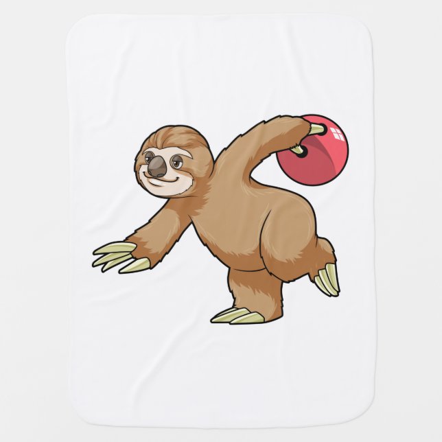Sloth at Bowling with Bowling ball Baby Blanket (Front)