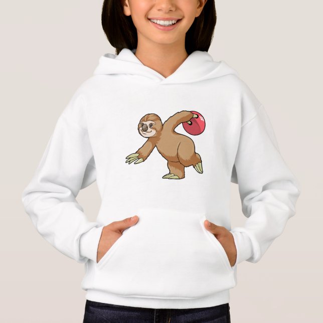 Sloth at Bowling with Bowling ball Hoodie (Front)