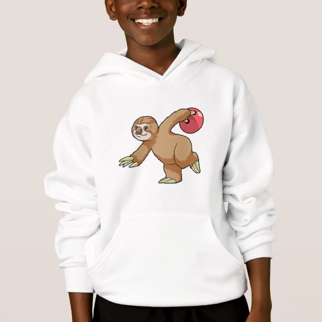 Sloth at Bowling with Bowling ball Hoodie (Front)