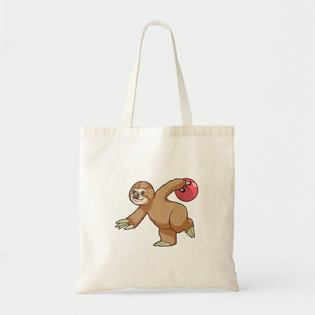 Sloth at Bowling with Bowling ball Tote Bag (Front)